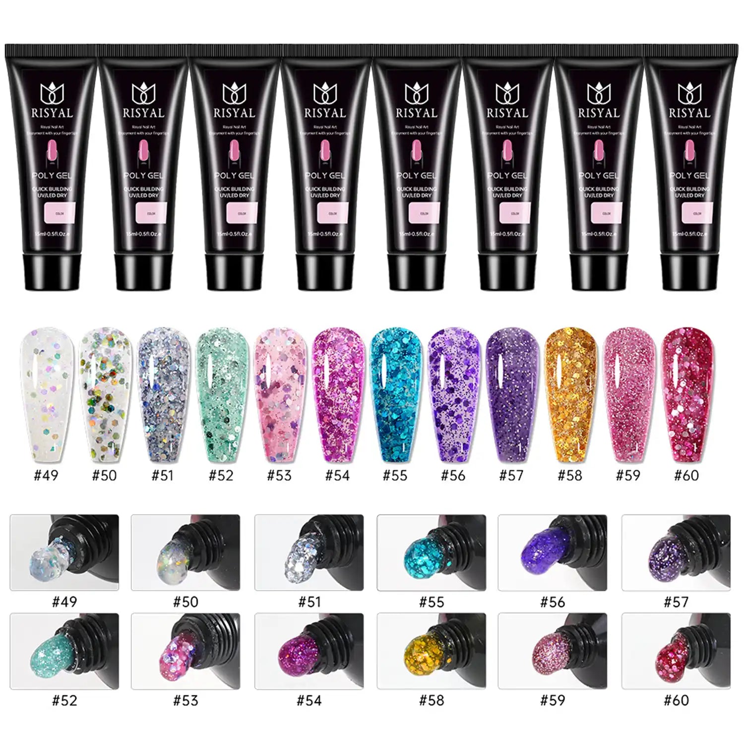 15ml gel nail polish extension tools with diamond glitter