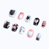 Embrace your love for all things cute with these adorable 3D cats and heart-themed press-on nails