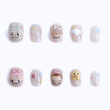 10PCS kawaii 3D animal & magical star-themed press-on nails display