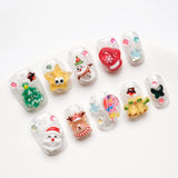 Manicure from a side view, with delicate handmade 3D design and fresh color matching.