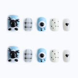 10PCS cute blue sheep & sweet black heart cartoon designs nail display
