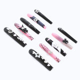 10pcs press-on nails, showing 3D bow diamond tuan nail exquisite design.