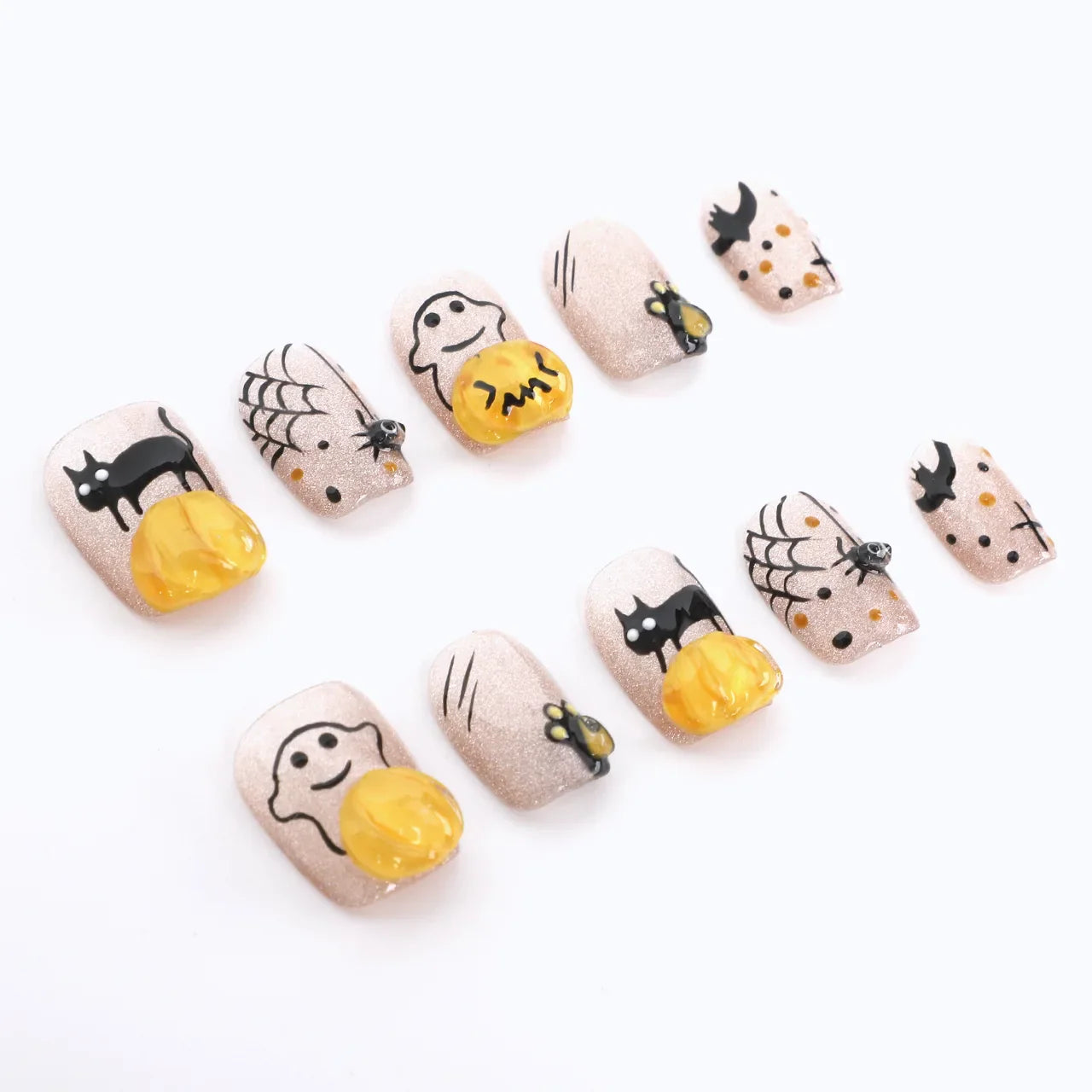10pcs press-on nails, showing exquisite 3D nail designs.