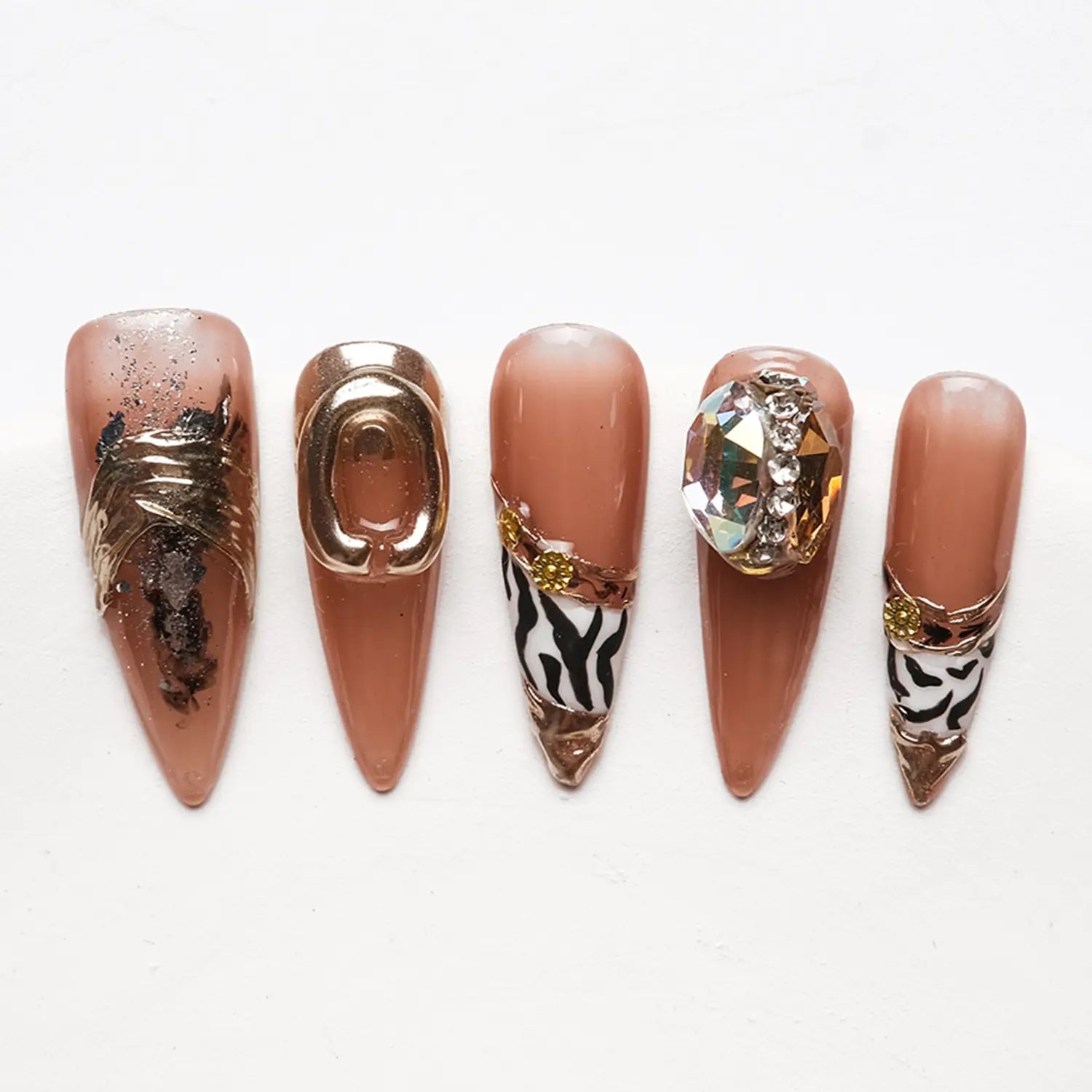 Elegant manicure from the front view, suitable for daily wear.