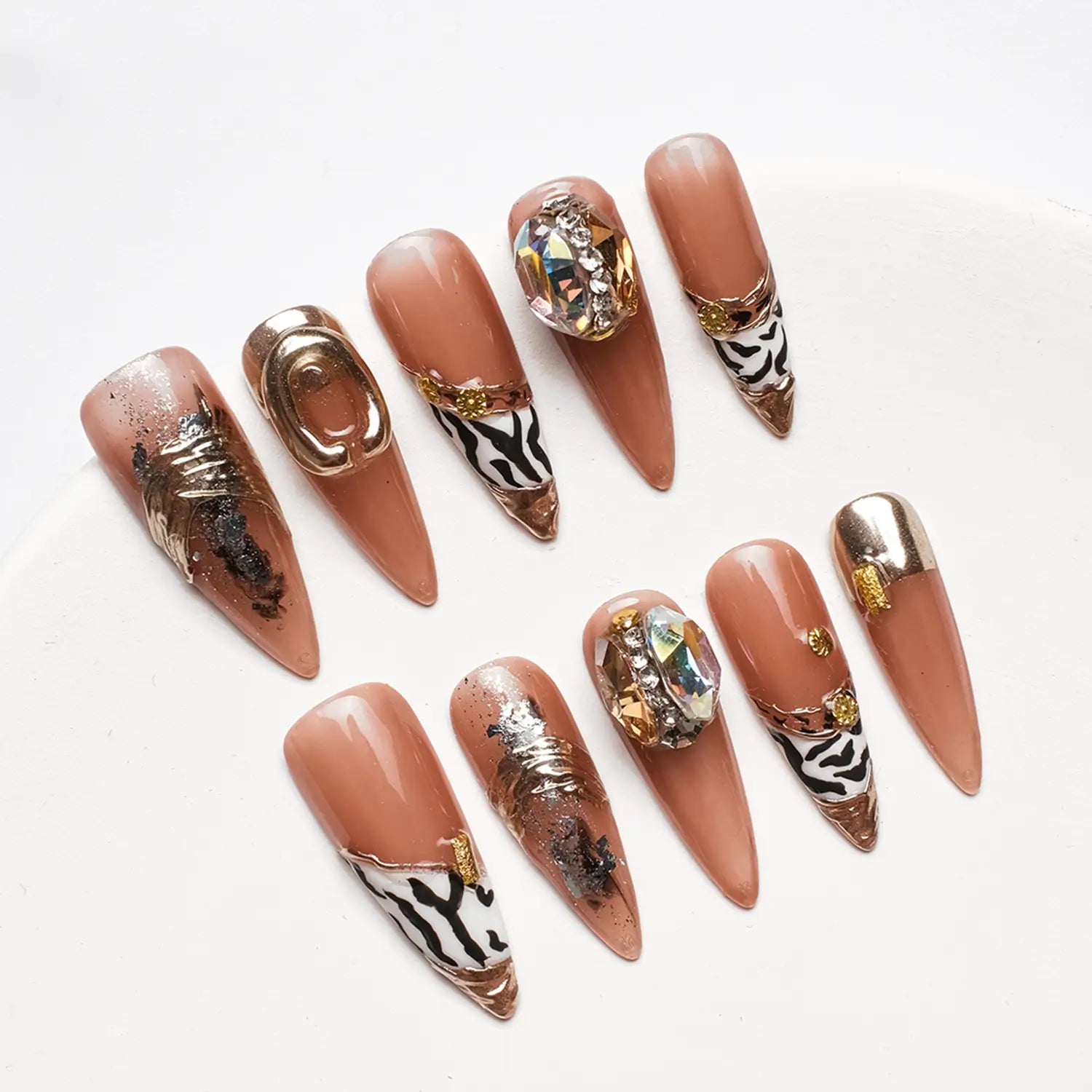 Black and white zebra pattern on nails