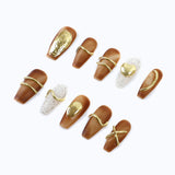 Elegant manicure from the side view, suitable for daily use in autumn and winter,