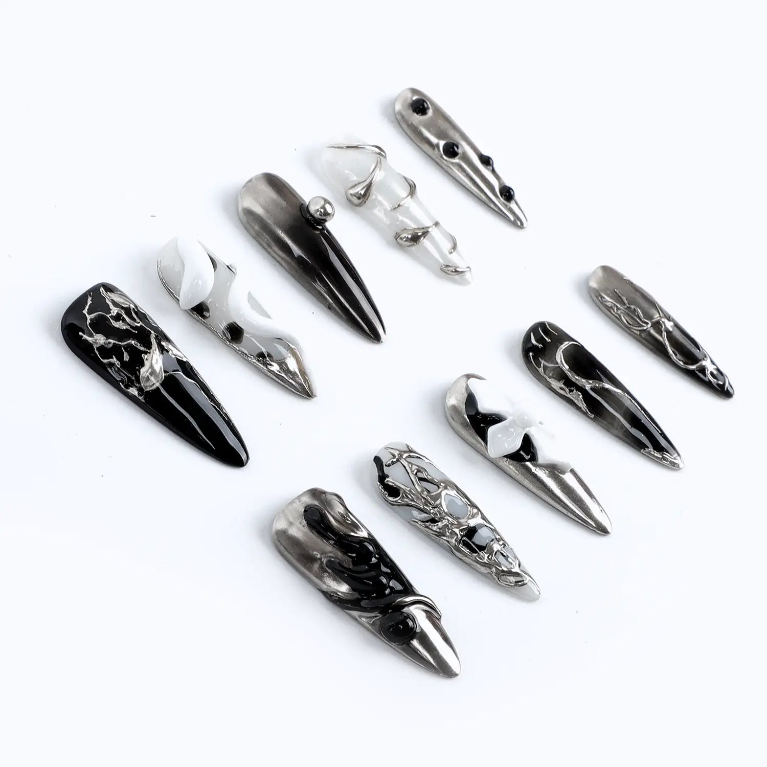 Press on Nails from the right side, showing the clear nail shape and delicate design