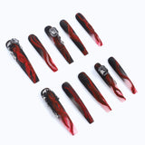 The combination of black and red is classic and bold
