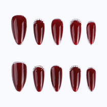 Press on Nails Medium Almond Solid Red for Women Finger