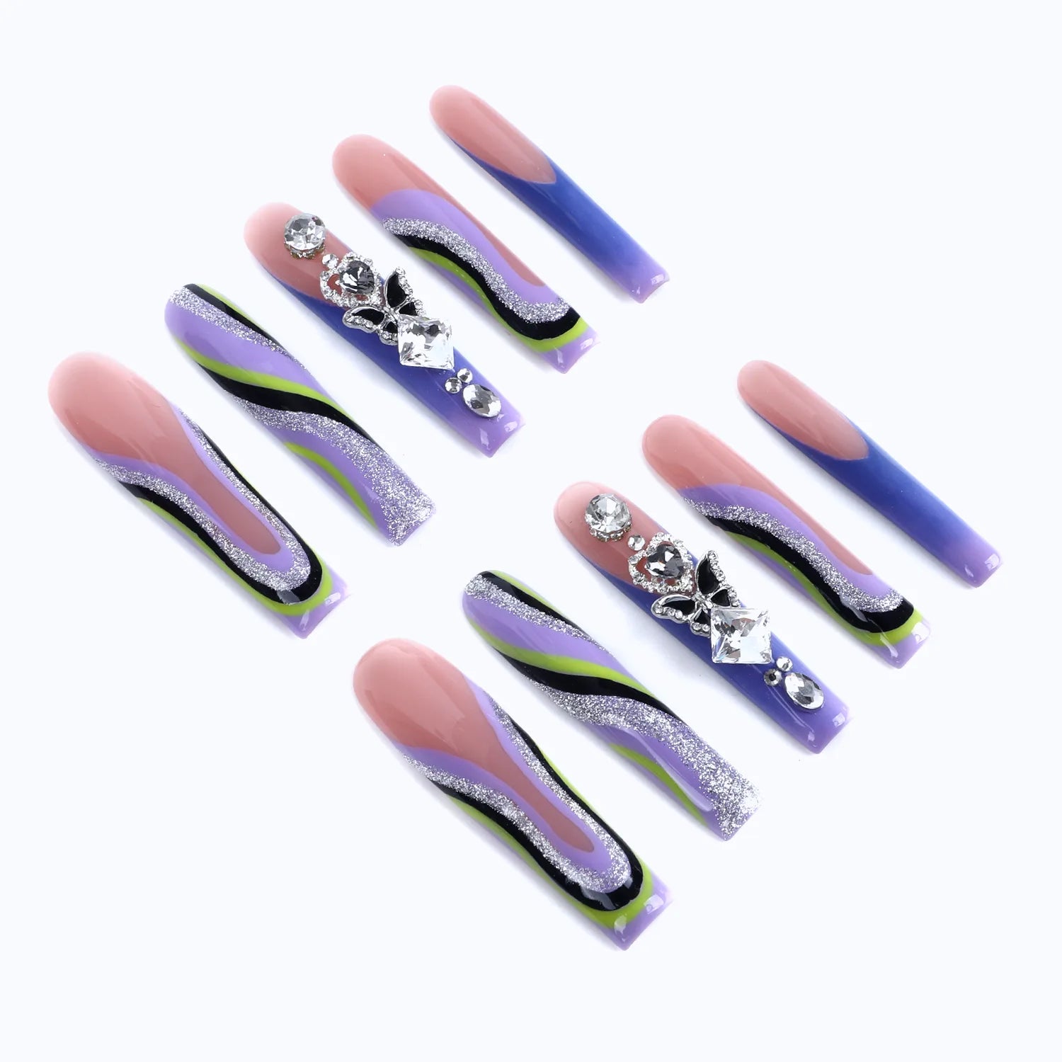 Acrylic nails with rhinestones