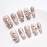 Medium Coffin Nails with Sparkling Winter Snowflake