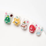 Press-on nails from the left side, showing the clear nail shape and the exquisite 3D nail design.