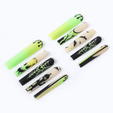 Square long fake nails with scary night city halloween