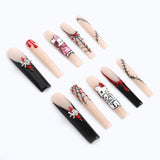 10 close-ups of nails with handmade 3D spider designs