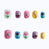 10pcs whimsical floral & fruit 3D nail art press-on nails display