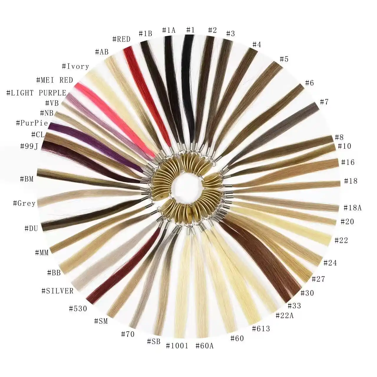 Hair swatches for extensions and wigs to determine color