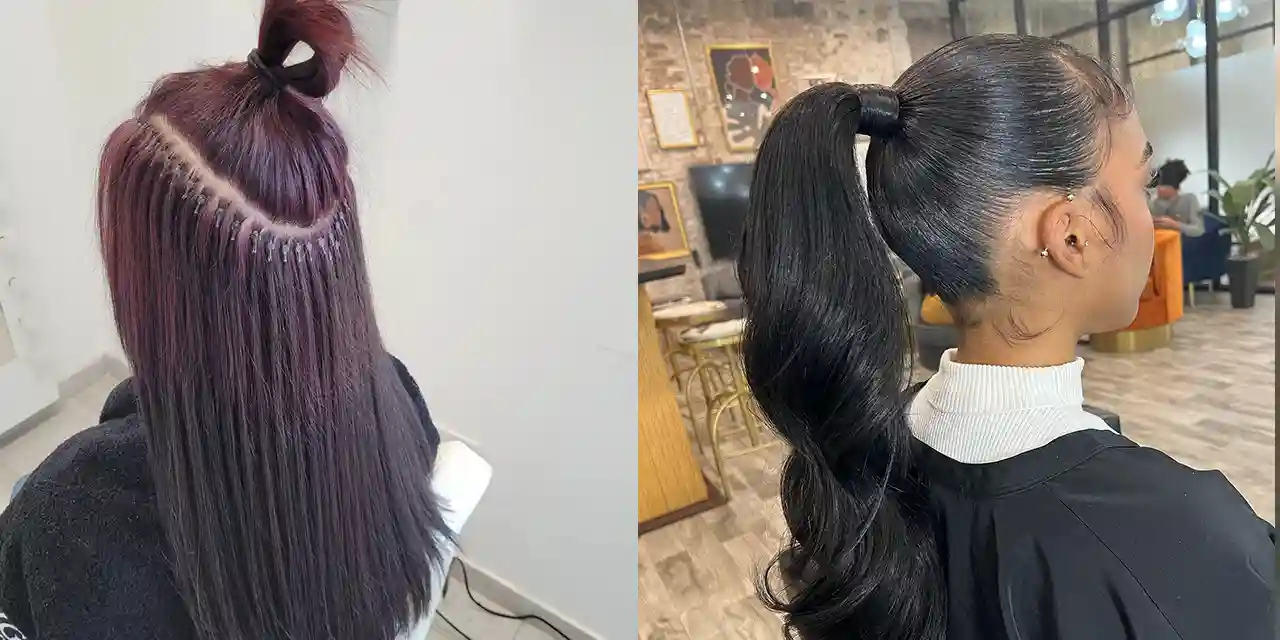 Permanent hair extensions vs temporary hair extensions.