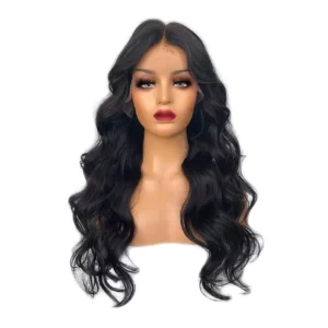 Wholesale 13x4 lace frontal black body wave wig.