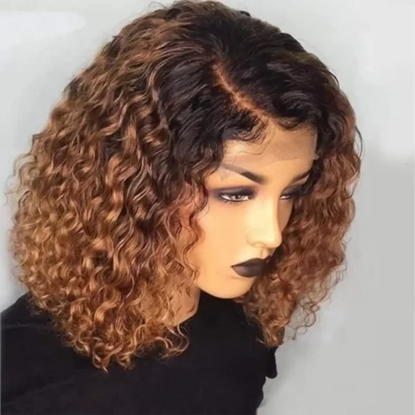 Wholesale 13x4 lace frontal dark root blonde curly wig.