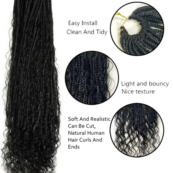 Human hair curls boho knotless crochet box braids product details 2