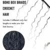 Human hair curls boho knotless crochet box braids product details
